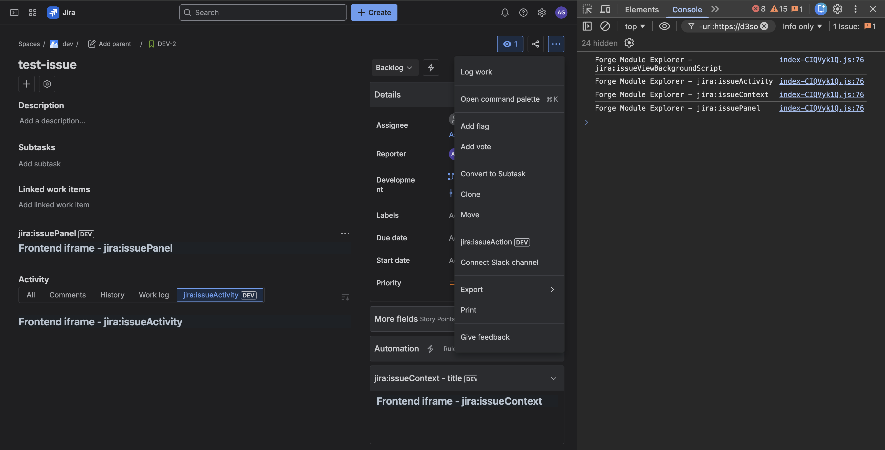 Forge Module Explorer Jira Work Item